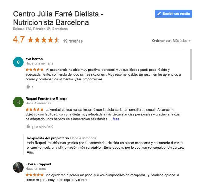 opiniones nutricionista Júlia Farré