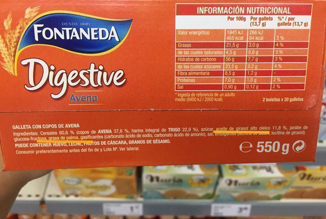 galletas que contienen aceite de palma