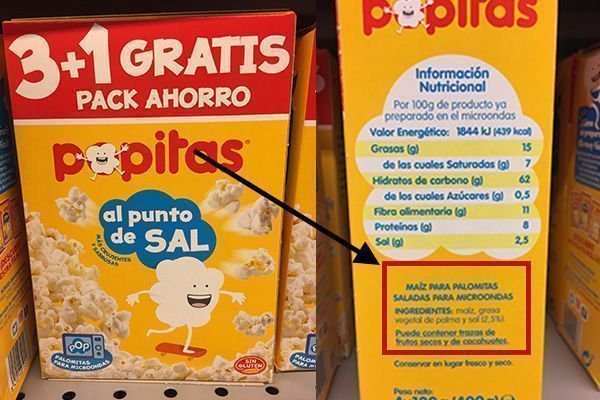 palomitas microondas ingredientes