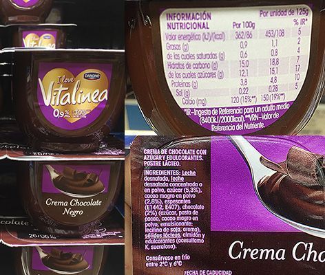 etiqueta nutricional yogur vitalinea